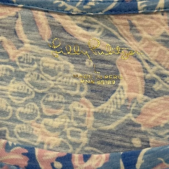 NWOT LILLY PULITZER BOCA BLUE SEA WHAT I SEA scoop neck Etta top size Large - Picture 4 of 5